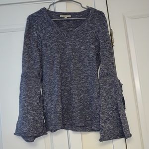 41Hawthorn Blue Tie Bell Sleeve Sweater